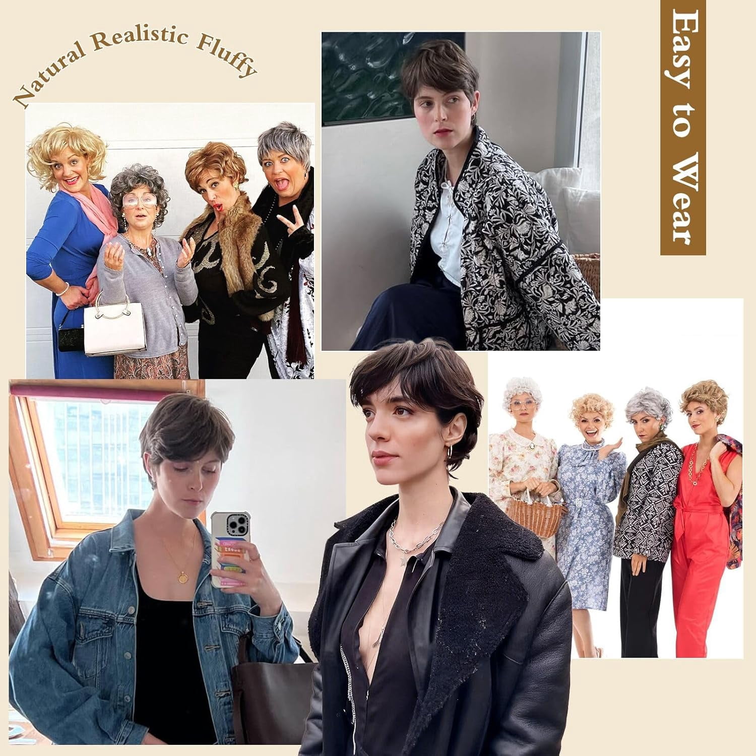 UTOURS Grey Pixie Wigs for Women - Gray Short Natural Layered Haircut Synthetic Heat Resistant Hair Wig for Daily Costume