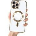 thumbnail image 6 of Compatible with iPhone 13 Pro Max Light Luxury Case for Women Girls,Soft TPU MagSafe Plating Electroplated Bling Case Slim Anti-Scratch Shockproof Protection Case for iPhone 13 Pro Max-White, 6 of 13