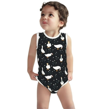 

Vsdgher Fashionable Goose Print Baby Unisex Baby Cotton Sleeveless Bodysuits Soft and velvety comfortable and breathable