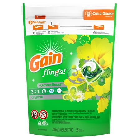 Gain flings! Liquid Laundry Detergent Pacs, Original, 35