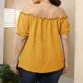 thumbnail image 7 of Womens Summer Tops Loose fit, Off Shoulder Shirt Tops for Women Plus Size T Shirts Solid Short Sleeve Tunic, 7 of 7