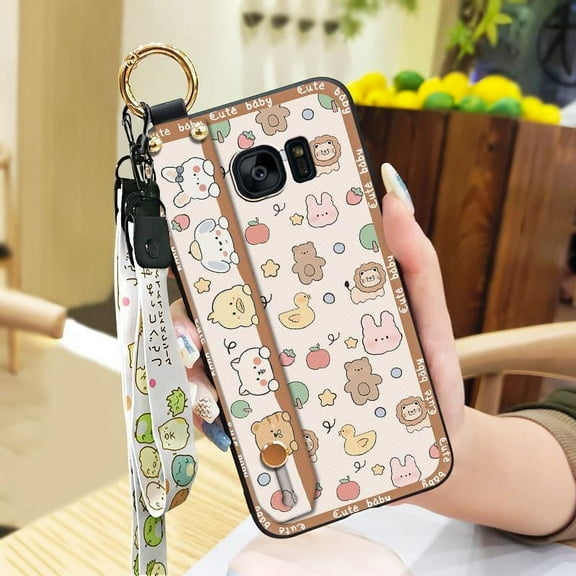 HBH-Phone Case For Samsung Galaxy S7/G9300/G9308, Lanyard Protective Fashion Design Soft case Wrist Strap Shockproof Durable Kickstand Cute Silicone Waterproof Anti-knock Back Cover Ring