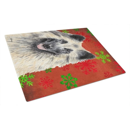 

Caroline s Treasures SC9432LCB Belgian Tervuren Red and Green Snowflakes Holiday Christmas Glass Cutting Board Large