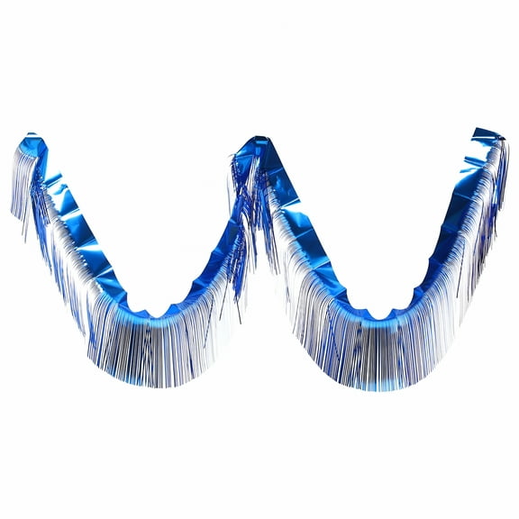 LAMIRO Curtain Streamer Fringe Decor Parade Float Decorations for Trailer Blue Backdrop Glitter