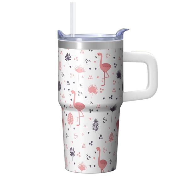 20OZ Flamingo Themed Insulated Coffee Tumbler Stainless Steel with Handle Mug Cup BPA Free Sweat Proof Great for Daily Use Gifts for Women Girls on Birthday Christmas Summer