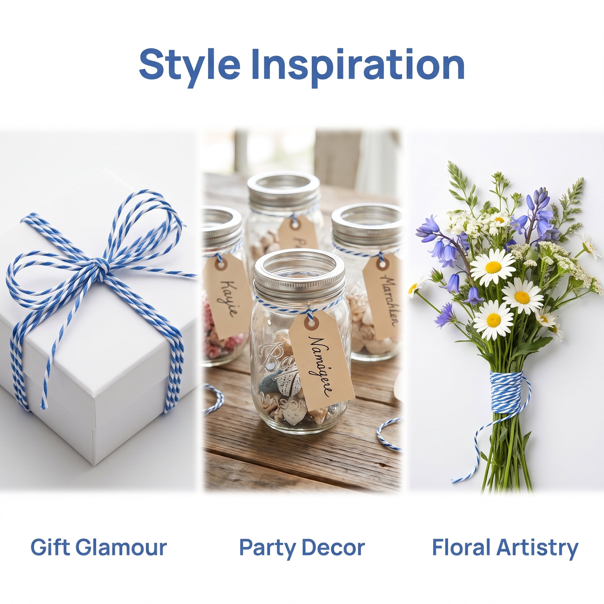 Unique Bargains Twine for Gift Wrapping and Crafting Uses Blue 10.9 Yard