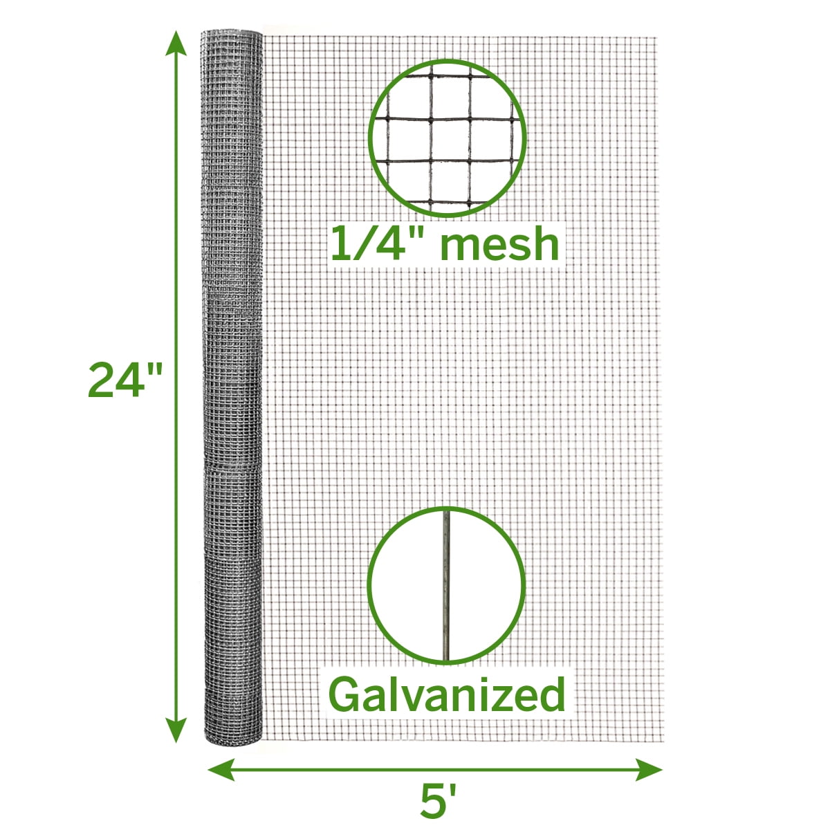 Garden Craft 24 in. H x 5 ft. L Gray Steel Hardware Cloth with 1/4 in. Openings, Wire Mesh Fence