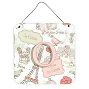 Carolines Treasures CJ2002-ODS66 Letter O Love In Paris Pink Wall and Door Hanging Prints