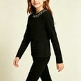 thumbnail image 7 of Acaics Girls' Long-Sleeve Layering T-Shirt: Solid-Color Crew-Neck Sequin-Accent Brushed-Fleece Long-Sleeve Top, Ages 1–15, 7 of 7