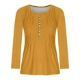 thumbnail image 4 of bnaln Womens Tops Fall Long Sleeve T Shirts V Neck Dressy Casual Pullover Henley Shirts Loose Fit Button Up Tunic Tops Blouses Pleated Tshirts Going Out Tops for Leggings, 4 of 4