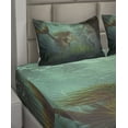 thumbnail image 5 of Ambesonne Turquoise Fitted & Top Sheet Set with Shams, Mermaid with Seahorse, Amber Green Aqua, 5 of 7