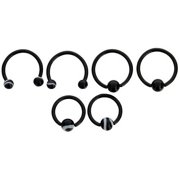 BODY JEWELRY 16g Stainless Steel Blackline Circular Barbell Set