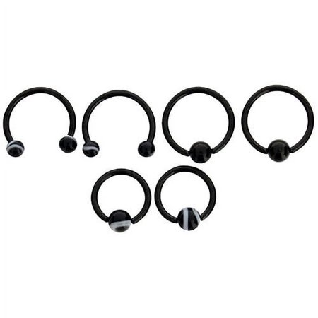 BODY JEWELRY 16g Stainless Steel Blackline Circular Barbell Set