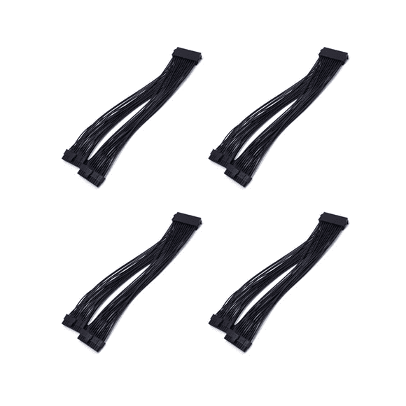 4X ATX 24Pin 1 to 2 Port Power Supply Extension Cable PSU Male to Female Splitter 24PIN Extension Cable