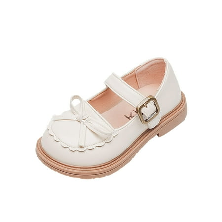 

Girls Leather Bow Cartoon Soft Round Toe Princess Flat Shoes(Toddler/Little Kid/Big Kids ) First Walker Footwear