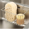 thumbnail image 2 of Soporte para esponja de cocina, cesta para fregadero, escurridor de líquido lavavajillas y cepillo, color plateado (7,5" x 3,5" x 4,1"), 2 of 4