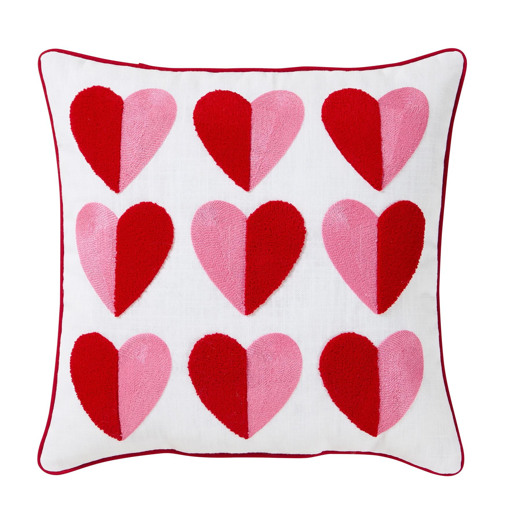 Hallmark 18" x 18" Multicolor Heart Cotton Slub Decorative Pillow