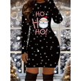 thumbnail image 1 of Robe Élégante en Polyester Tricoté avec Imprimé Père Noël Col Rond Manches Longues Noël Vacances, 1 of 3
