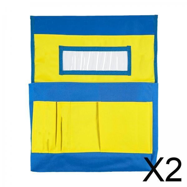 2 Bolsillos Traseros Para Silla Con Etiquetas De Nombre, Bolsa De Bolsillo Para Preescolar, Guardería En Casa, Amarillo Y Azul