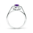 thumbnail image 2 of ANGARA Natural Princess Diana Inspired Amethyst Ring with Diamond Halo in 14K White Gold for Women (Size-7x5mm) | February Birthstone, Anniversary, Jewelry Gift for Women | Natural Amethyst Ring, 2 of 10