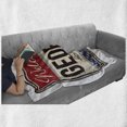 thumbnail image 5 of Georgia Soft Flannel Fleece Throw Blanket, Welcoming Sign Illustrated in a Grunge Layout, Cozy Plush for Indoor and Outdoor Use, 50" x 60", Ivory Dark Pink, by Ambesonne, 5 of 5