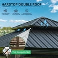 thumbnail image 4 of 12'x12' Hardtop Gazebo, Outdoor Aluminum Frame Canopy with Galvanized Steel Double Roof, Outdoor Permanent Metal Pavilion with Curtains and Netting for Patio, Backyard and Lawn(Brown) 00008, 4 of 6
