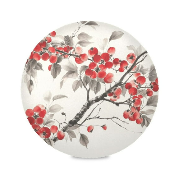 WOBOGO Malus Spectabilis Round Placemats Set of 6 Heat Resistant Washable Kitchen Table Decorations 15.4in