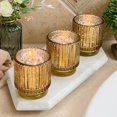 thumbnail image 3 of Set de portavelas Kate Aspen vintage de cristal dorado estriado, 3 of 7