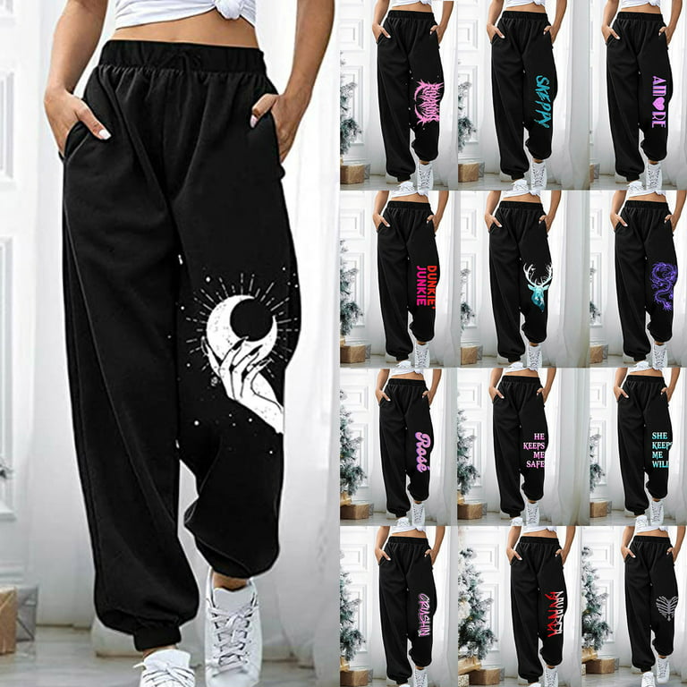Pants For Women Plus Size With Pockets Loose Fit Elastic Drawstring Joggers  Butterfly Print Baggy Trousers Sweatpants Ropa Mujer - Pants & Capris -  AliExpress