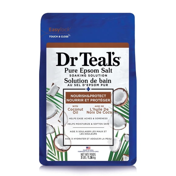 Dr Teal's Pure Epsom Salt Soak, Nourish & Protect with Coconut Oil, 1.36 kg