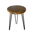 thumbnail image 3 of LINJH Natural Teak Wood Round End Side Table with Hairpin Legs 21" H Home Decor, 3 of 20