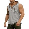 thumbnail image 5 of HappyYEE Men's Hooded Tank Tops Pullover Sleeveless Shirts with Drawstring Workout Gym Training Athletic Tank Top Gray M, 5 of 9