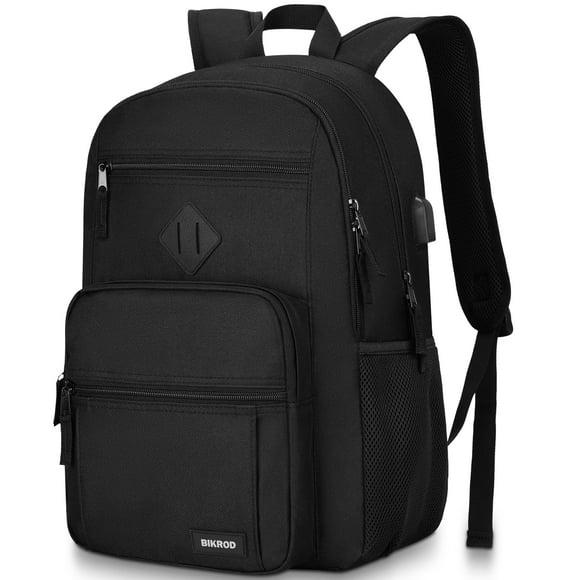 Mochila BIKRDO negra impermeable para cuaderno escolar 17.3