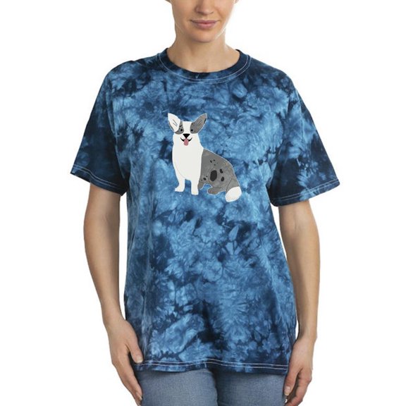 Monochrome Corgi Watercolor Tie Dye Crystal Women -Image by Shutterstock, Female Large