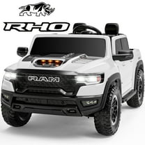 RAM 1500 RHO 24V Electric Ride On Car for Kids Girls Boys Ages 3-8 2 Seater, Power Ride On Truck Toy with 4 Wheels Suspension, Remote Control, Bluetooth, MP3, White