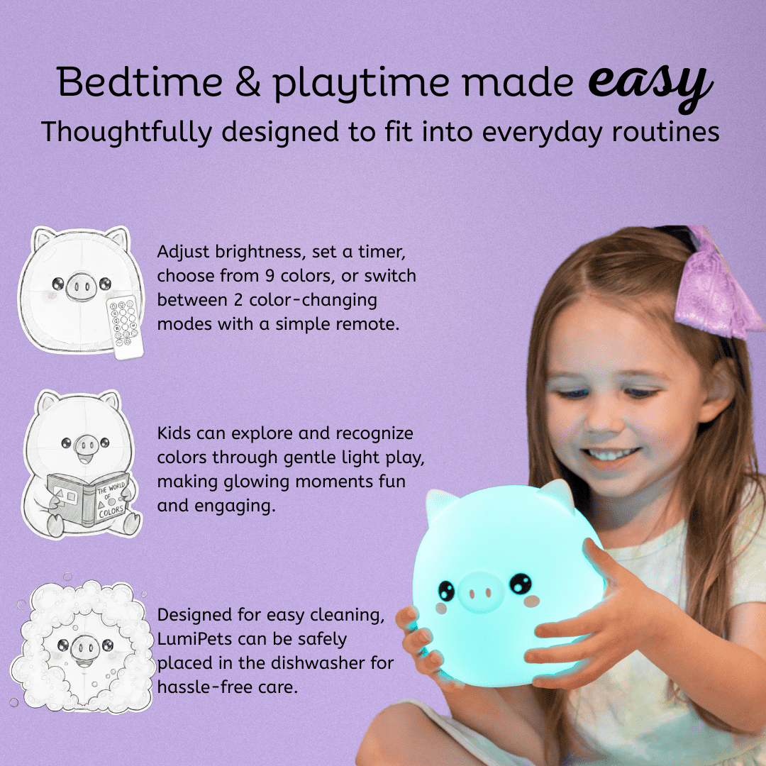 LumiPets&reg; Kawaii Pig - Children's Nursery Touch Night Light