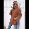 thumbnail image 4 of Camisas de Larga para Mujer, Blusas Túnica Casuales de Cuello Alto Naranja Rojo XL, 4 of 10
