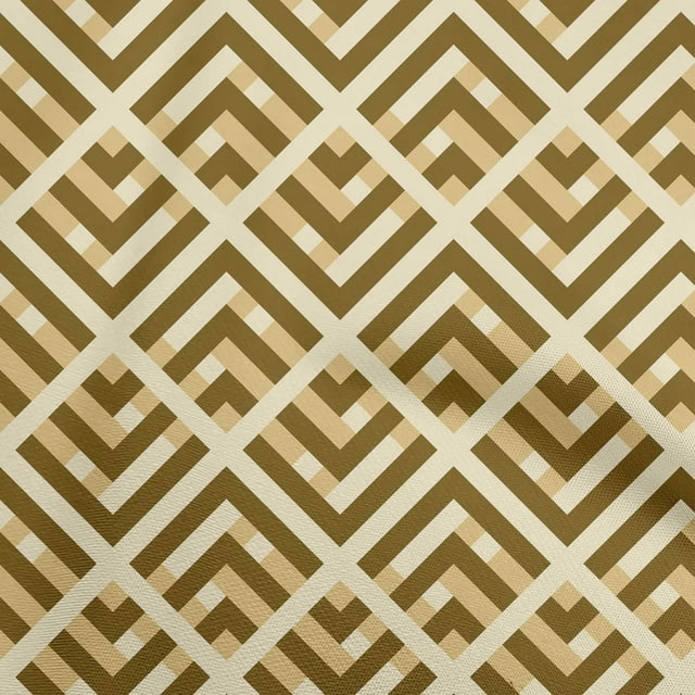 oneOone Georgette Viscose Brown Fabric Geometric Fabric For Sewing Printed Craft Fabric By The Yard 42 Inch Wide