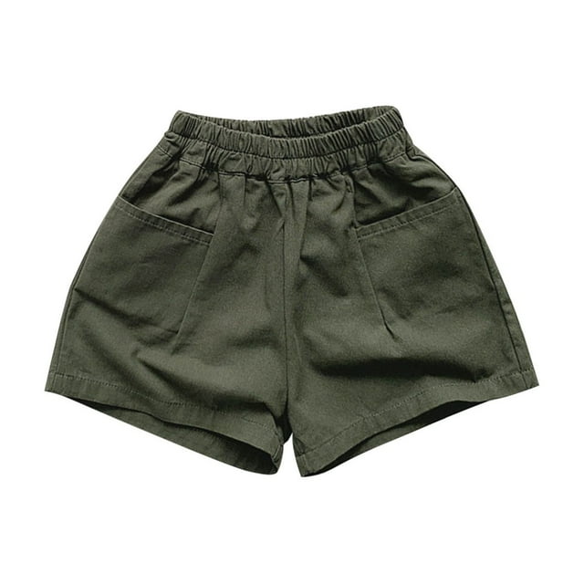 Odeerbi 2-8 Años Niños Niñas Verano Algodón Pantalones Cortos Color Sólido Casual Pantalones Cortos Con Bolsillos