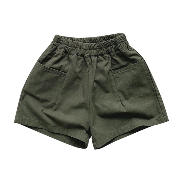 Odeerbi 2-8 Años Niños Niñas Verano Algodón Pantalones Cortos Color Sólido Casual Pantalones Cortos Con Bolsillos