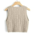thumbnail image 3 of Women's Sweater Vest V Neck Cable Knit Sleeveless Loose Fit Solid Color Pullover Top S-M-L, 3 of 3