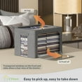 thumbnail image 3 of Extra Large Clothes Storage Bins - Linen Fabric Foldable Stackable Container Organizer Set with Clear Window & Carry Handles & Metal Frame (Dark Gray, Extra Large-100L), 3 of 6