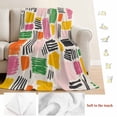 thumbnail image 5 of Color Block Blanket Soft Cozy Warm Throw Blanket for Couch, Plush Fuzzy Flannel Fleece Blankets for Sofa, Abstract Minimalist Modern Striped Bed Blankets Lightweight Gifts for Women, 50"x80", 5 of 9