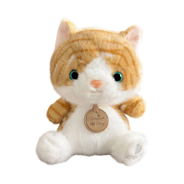 Gato de peluche, juguete práctico para la decoración del hogar, diseño de dibujos animados, cómodo y suave. amarillo