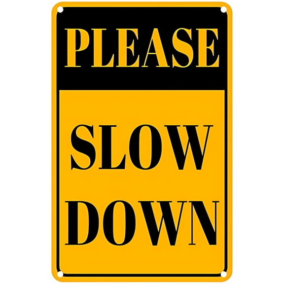 Metal Yard Tin Please Slow Down (Kids Playing) Sign - 8"x12" Children at Play Safety Caution Sign for Street Lawn Neighborhoods