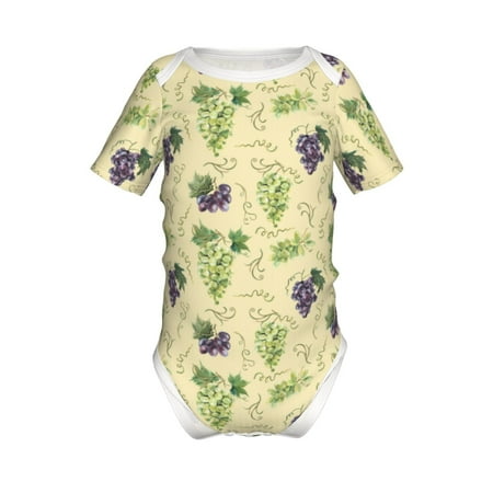

Lukts Green And Purple Grapes Print Baby Short Sleeve Romper Onesie for Newborn Baby Boys and Girls-2 Years