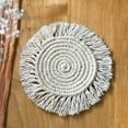 thumbnail image 4 of Handwoven Macrame Coasters - Set of 4/6 Round Cotton Placemats, Non-Slip Table Decor for Dining/Picnic (15-50cm, Beige, 100-600g), 4 of 17