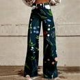 thumbnail image 2 of QIJUNTUO Wide Leg Pant Vintage Floral Print High Waisted Straight Stretch Pants With Pockets Straight Leg Pants for Women Navy, 2 of 4