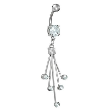 button dangle titanium belly jeweled 14g cz fancy grade ring