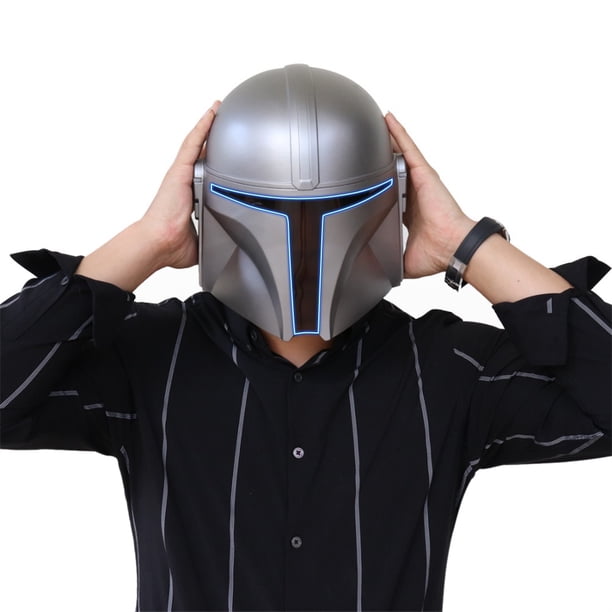 Casco de látex con luz LED para Halloween, accesorio coleccionable para juegos de rol, accesorios para cosplay para adultos y niños